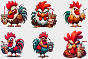 Grumpy Coffee Chicken Clipart Bundle, a Seasonal Illustration by Craft Nest (Thumbnail 4 of 6)