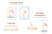 Cute goose illustrations and pattern, an Animal Illustration by ElenaPlatovaArt (Thumbnail 12 of 20)