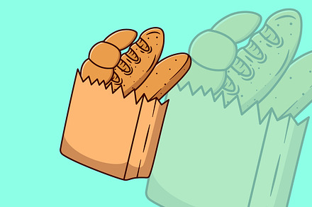 Freshly Bread In a Paper Bag Cartoon