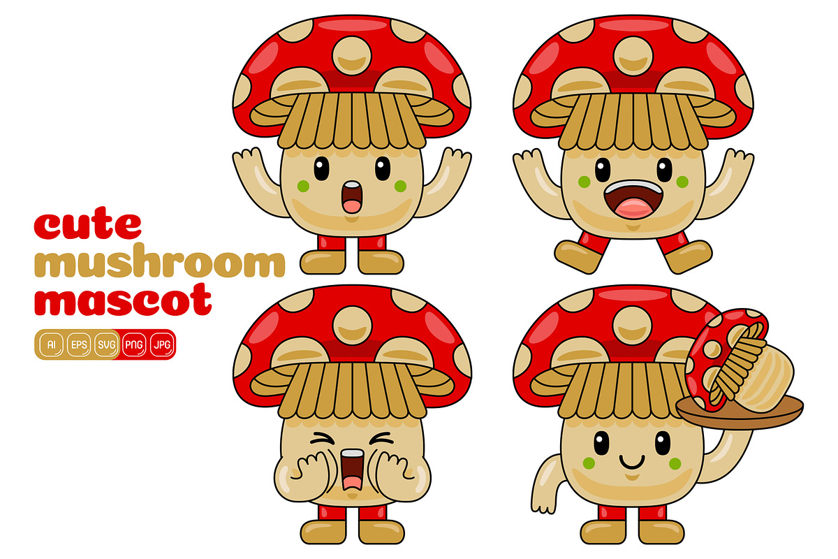 Mushroom Mascot Vector Pack, an Illustration by MEDZ (Photo 4 of 5)
