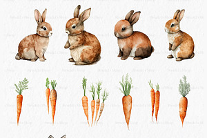 Rustic Easter Watercolor Clipart