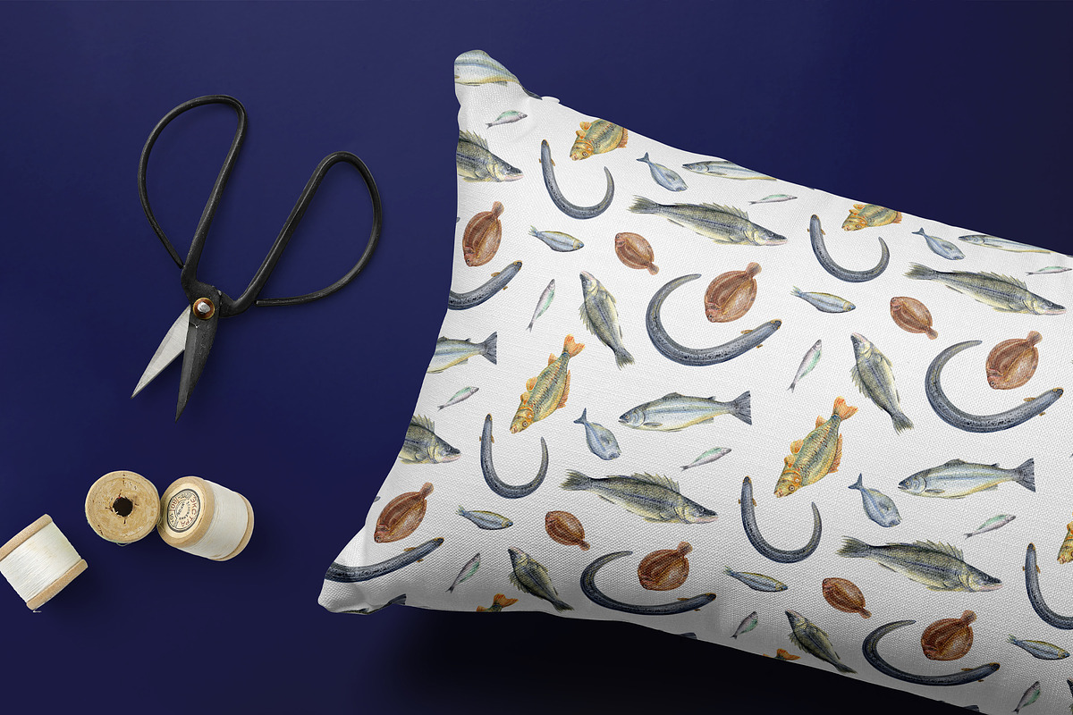 Watercolor FISHES, a Pattern Graphic by JennyColorArt (Photo 5 of 7)