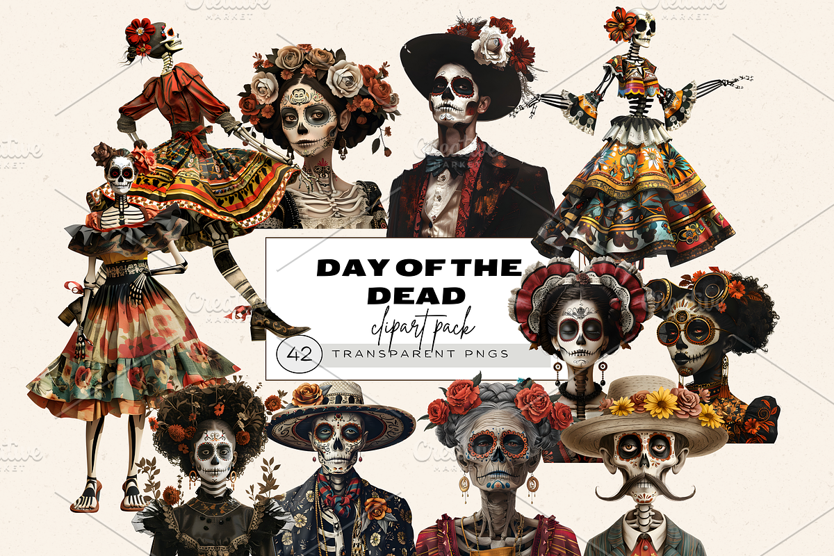 DAY OF THE DEAD CHARACTERS CLIPART, a Person Illustration by Daring Digies (Photo 1 of 8)