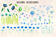 95 Blue Flower Watercolor Bundle, a Seasonal Illustration by Violet LeBeaux (Thumbnail 2 of 3)