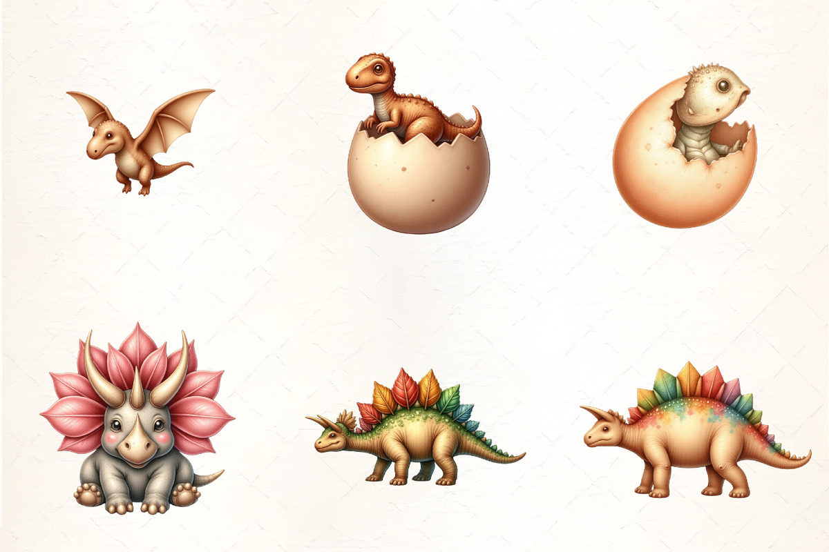 Dinosaurs Watercolor Clipart, an Illustration by CrexoraLab (Photo 4 of 5)