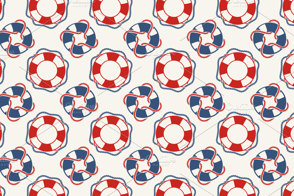 16 Nautical Retro Patterns & Borders, a Pattern Graphic by Adiemus (Photo 6 of 13)
