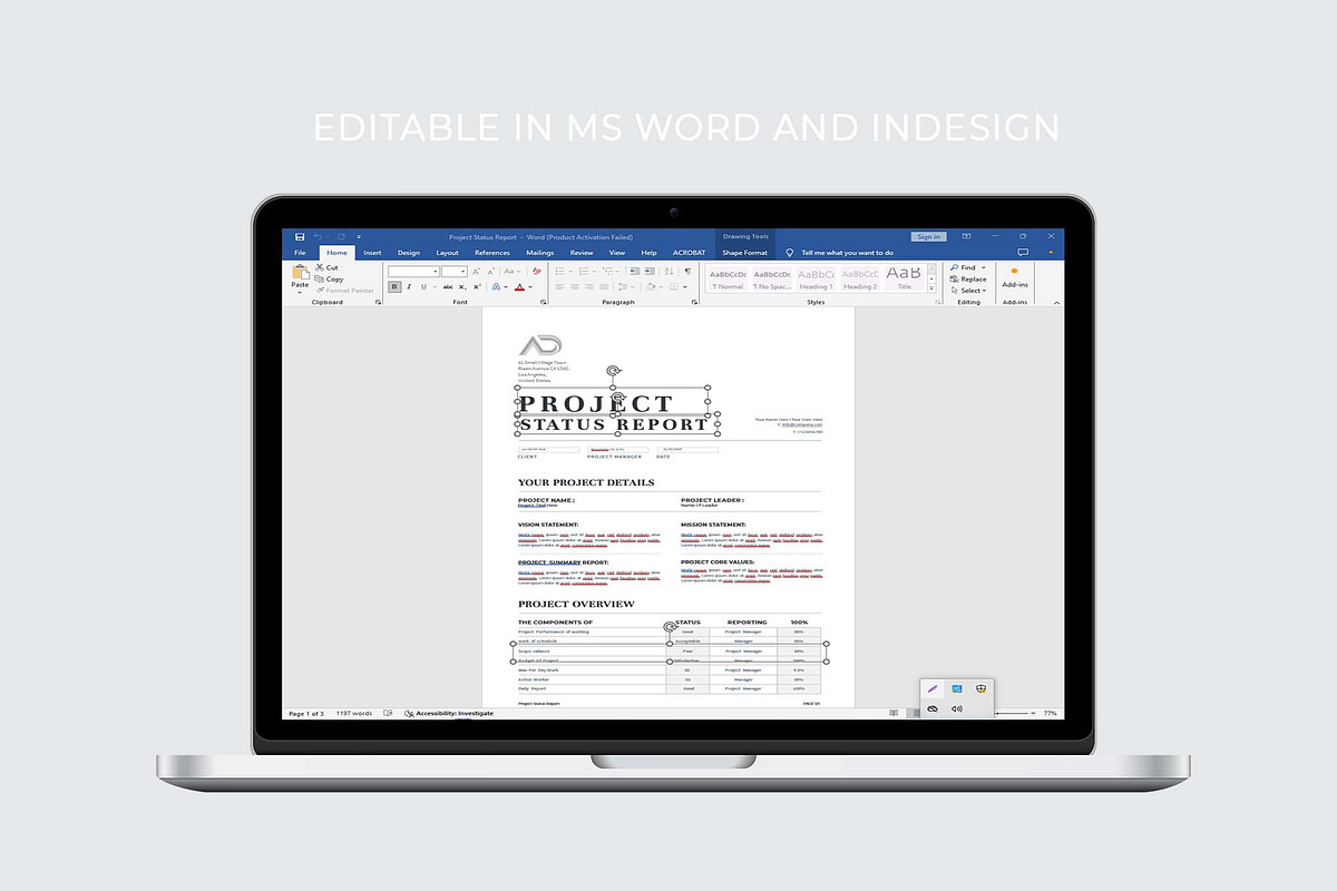 Project Status Report | Word & Indd, a Stationery Template by design_hut (Photo 6 of 6)