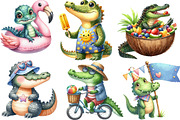Summer Crocodile Character Clipart, an Illustration by Designking (Thumbnail 2 of 4)