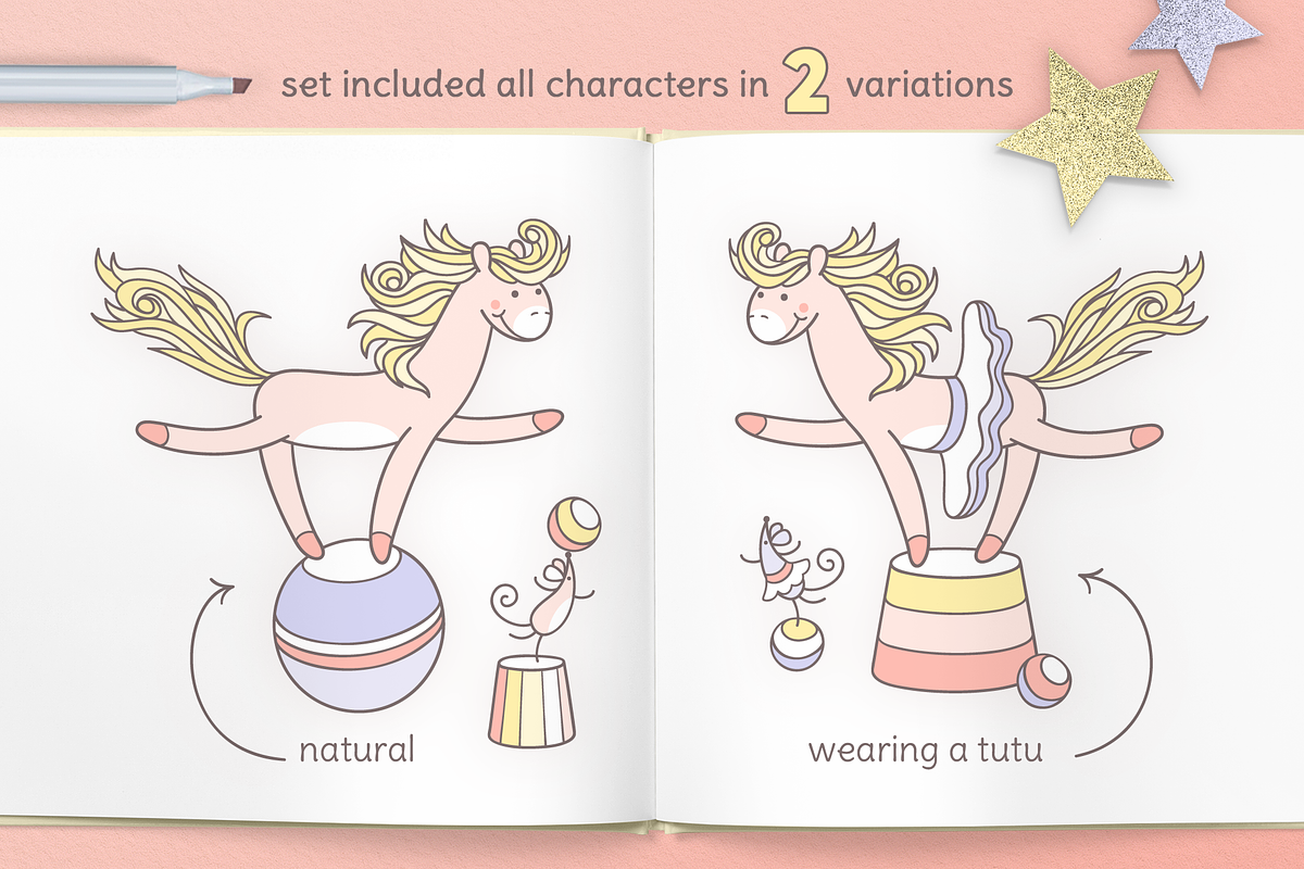 PONY LOVES CIRCUS | DESIGN SET, an Animal Illustration by CATMINT (Photo 2 of 10)