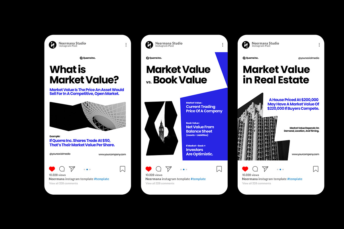 Market Value Instagram Post, a Social Media Template by Neermana (Photo 2 of 4)
