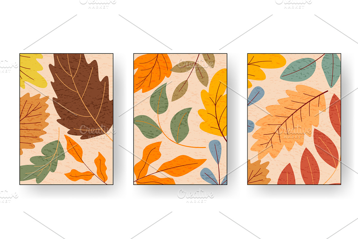 Set of colorful textured autumn, an Illustration by Tati_Kli