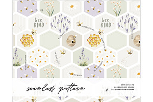 Bee Lavender Field pattern Honeybee