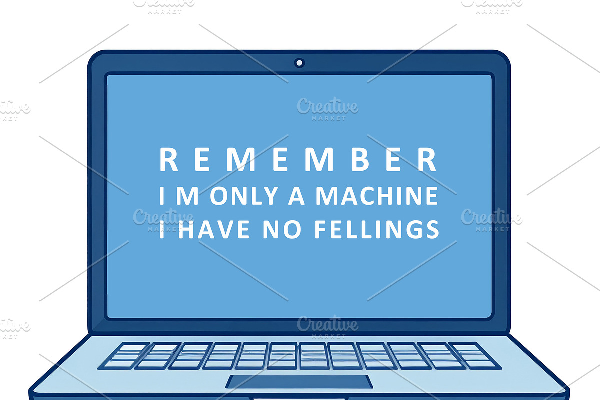 Laptop with text phrase on screen isolated illustration, a Technology Illustration by DanFLCreativo