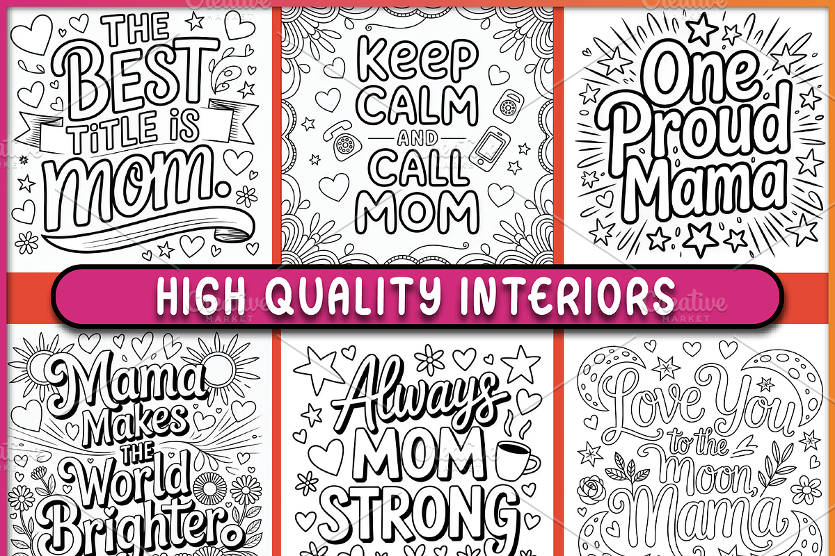 Mom Life Quotes Coloring Book, a Decorative Illustration by Ink Gallery (Photo 2 of 6)