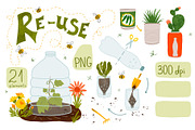 Zero waste Reuse plastic bottle set, an Education Illustration by Tani Kuzminka (Thumbnail 1 of 4)