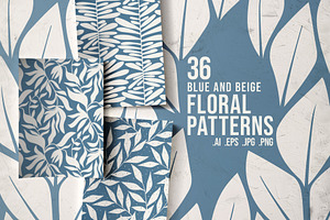Blue and beige floral patterns