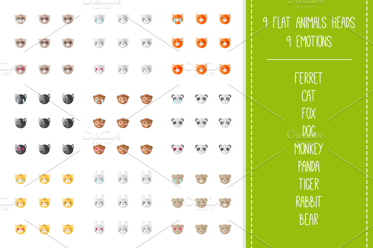 Zoo Mega Set. 9x9 animal emoticons