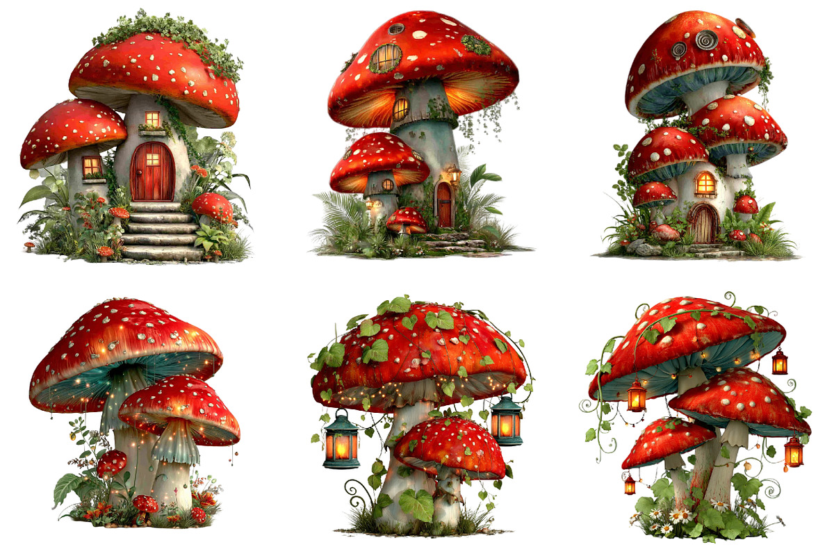 Whimsical Forest Mushroom Clipart, an Illustration by DreamArtGraphic (Photo 3 of 5)