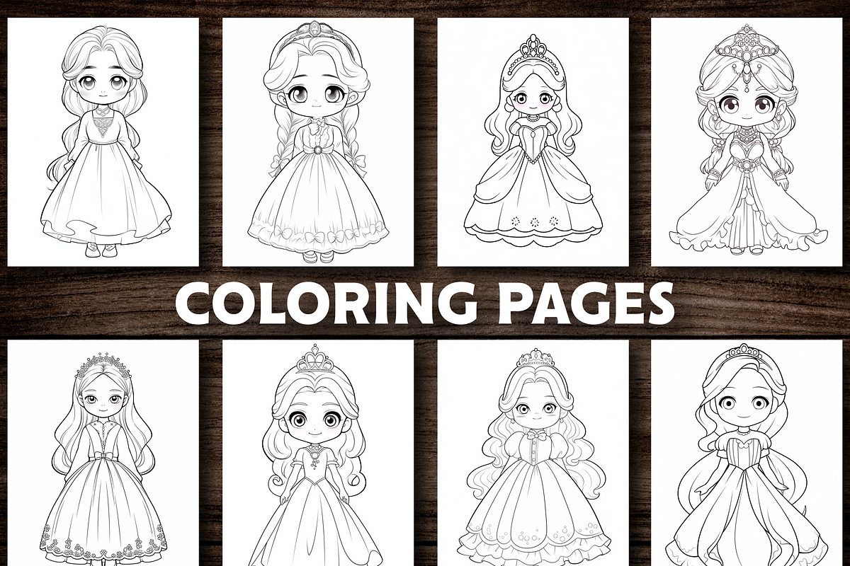 Beautiful Cute Princess Coloring Pag, a Person Illustration by Design Station (Photo 2 of 5)