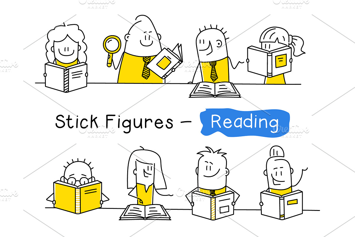 Stick Figures Reading, an Education Illustration by Anna Semenchenko (Photo 1 of 4)