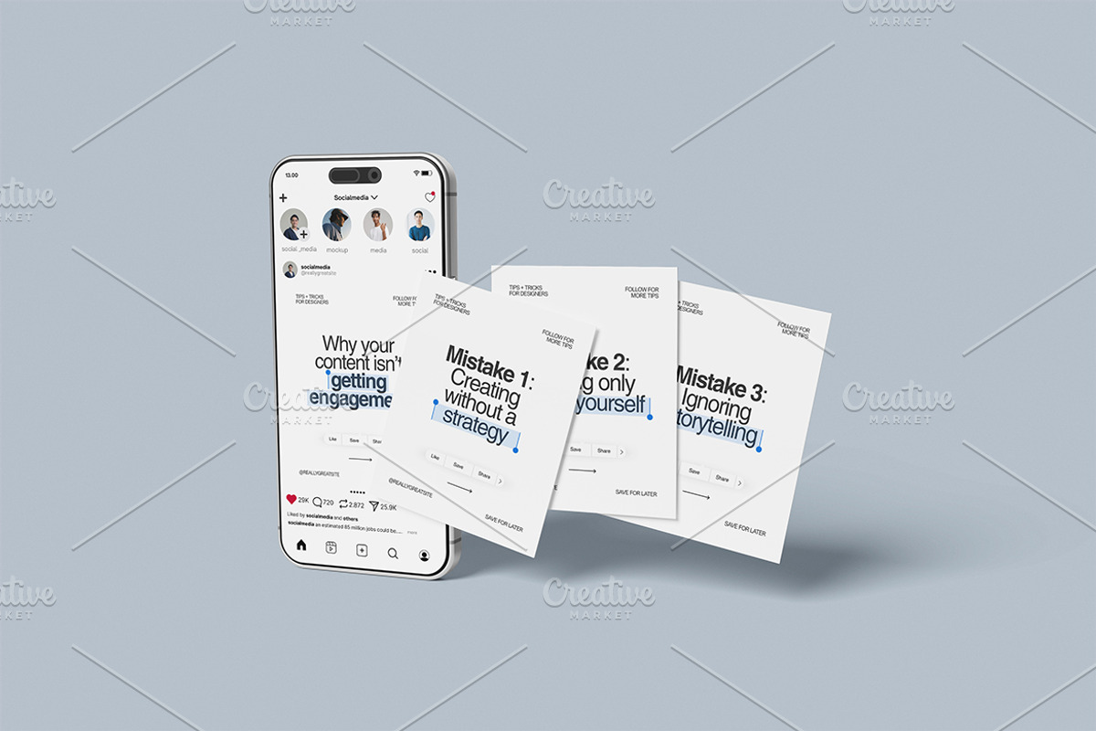 Social Post & Phone Screen Mockup, a Merchandise Mockup by Gatamotion (Photo 4 of 5)