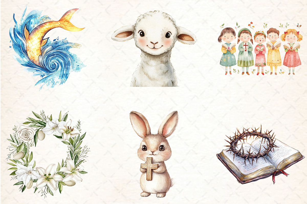 Watercolor Christian Easter, an Illustration by DreamCafeArt (Photo 2 of 5)