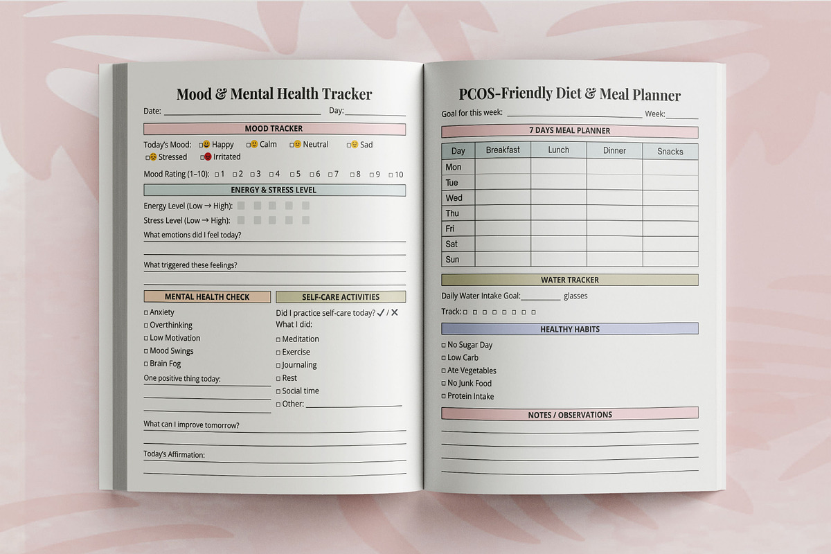 PCOS / PCOD Health Tracker Journal, a Design Template by Book2bees