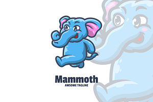Mammoth Running Mascot Cartoon Logo