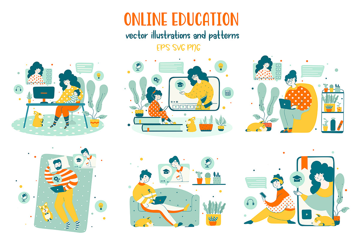 Online education - illustrations, an Education Illustration by LaVika (Photo 1 of 11)