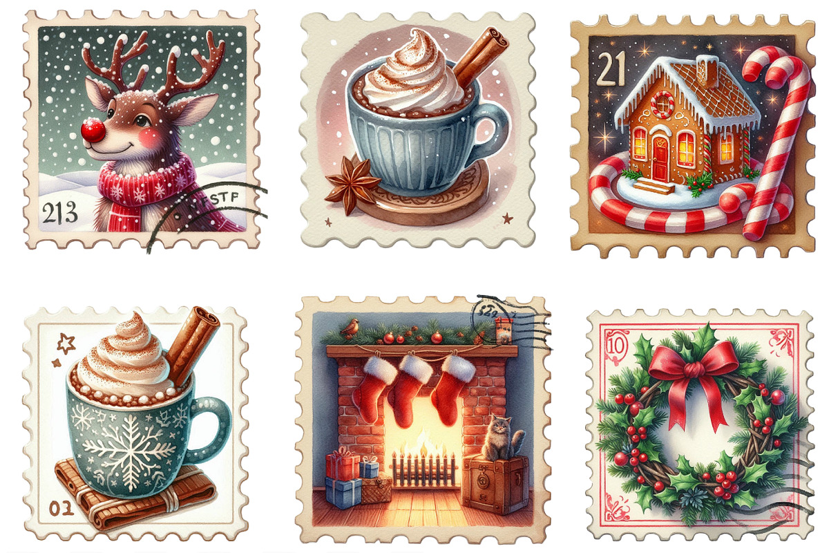 Christmas Postage Stamp Png, an Illustration by Designking (Photo 3 of 4)