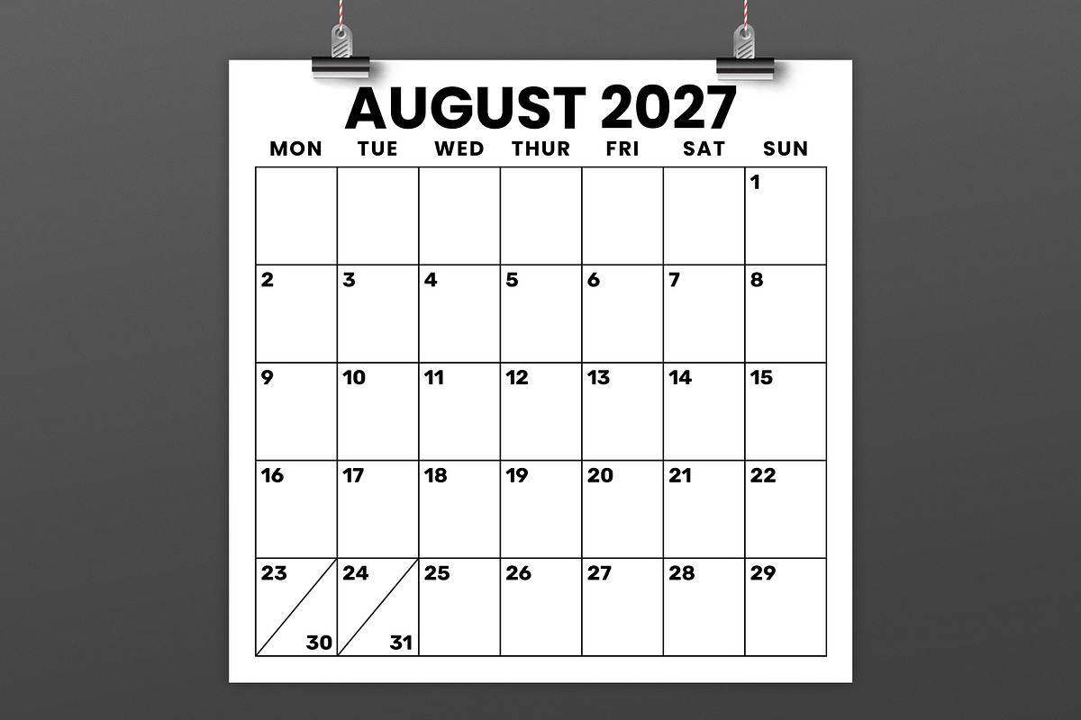 2027 12x12 In Mon-Sun Calendar, a Stationery Template by Running With Foxes (Photo 3 of 5)