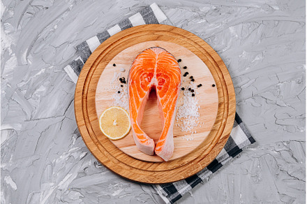 Fresh raw salmon red fish with, a Food & Drink Photo by darksoul72