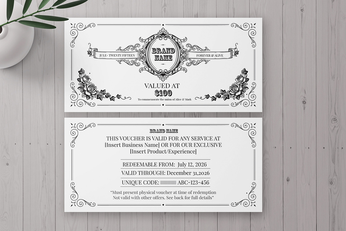 Vintage Gift Voucher, a Card Template by MightyDesign (Photo 1 of 6)