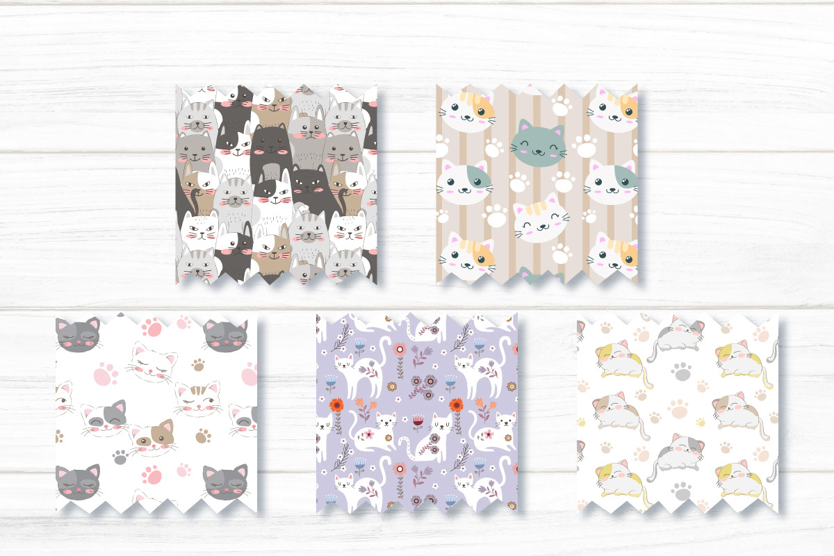 Cute Kitten Seamless Pattern Set, a Pattern Graphic by DrawStudio1988 (Photo 6 of 8)