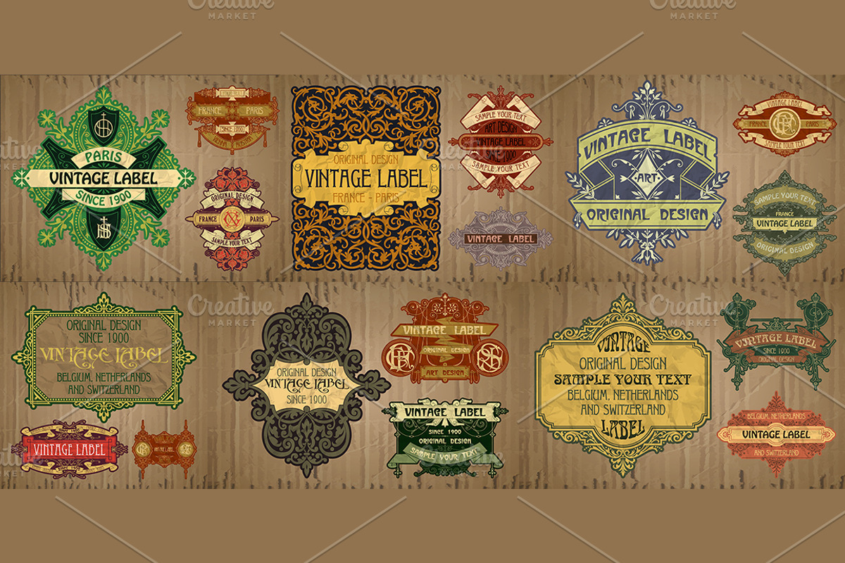 Label Art Nouveau - mega set, a Decorative Illustration by Stanislav Kharchevskyi (Photo 9 of 12)