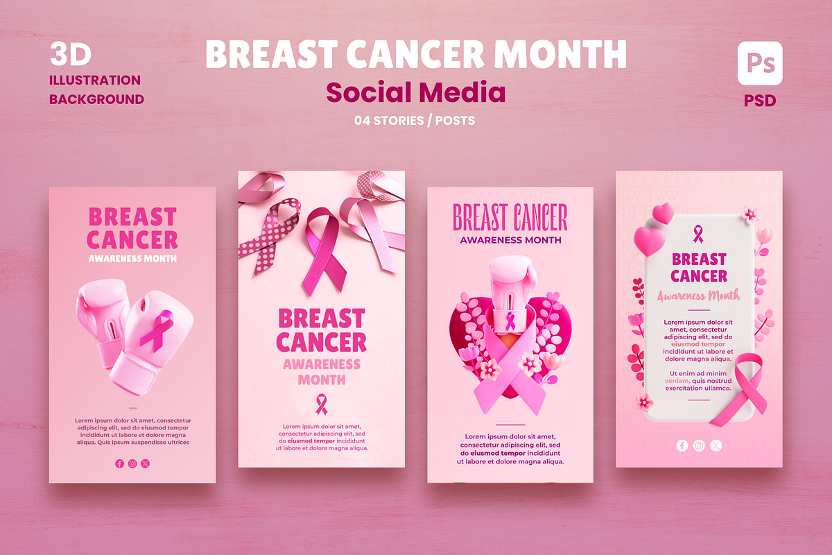 Breast Cancer Social Media Stories, a Social Media Template by TandemStock