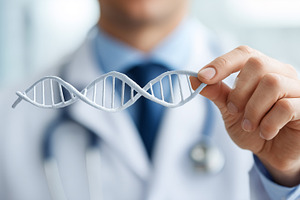 Doctor holding a 3D model of a DNA, a Health & Medical Photo by MistyDay