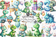 Cute Birthday Dinosaurs Clipart, an Illustration by Designking (Thumbnail 1 of 4)