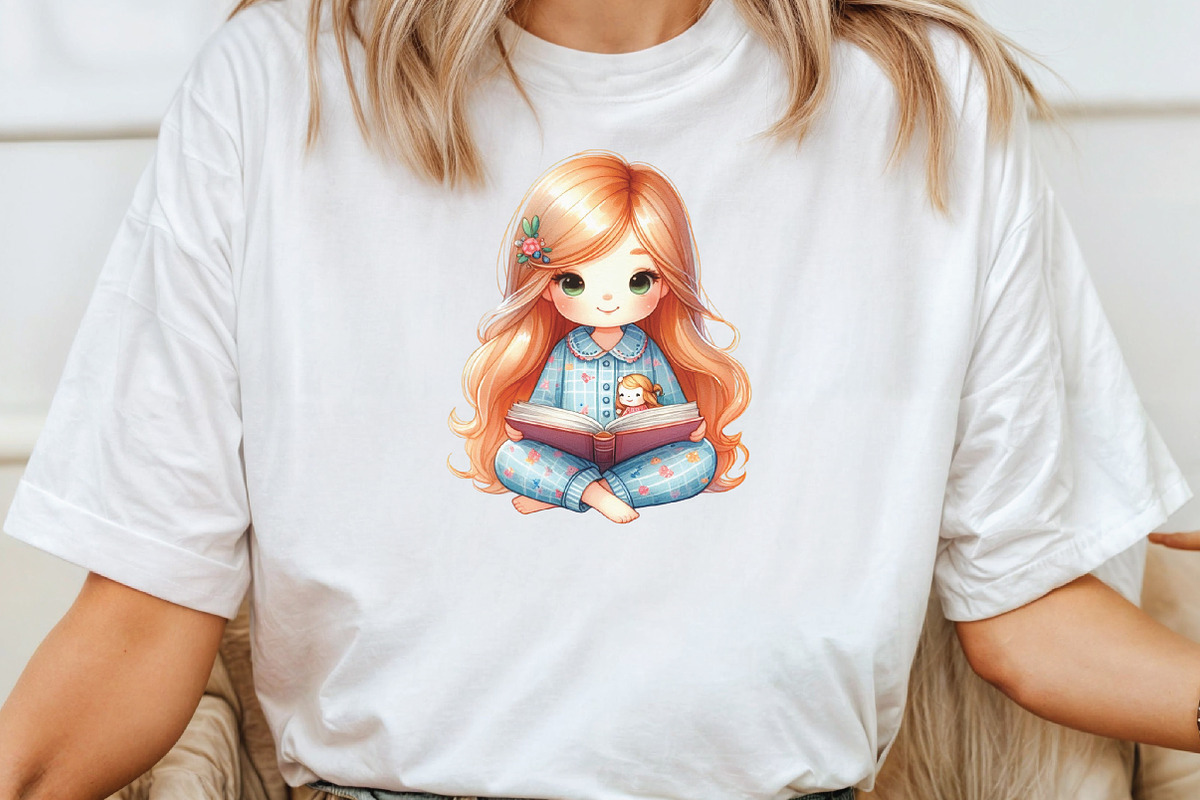 Cute Little Girl Reading Clipart, an Illustration by CraftArtStudio (Photo 4 of 6)
