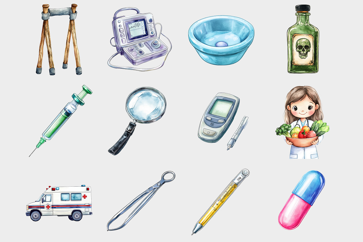 Watercolor Nurse and Doctor Clipart, a Seasonal Illustration by Design Market (Photo 2 of 5)