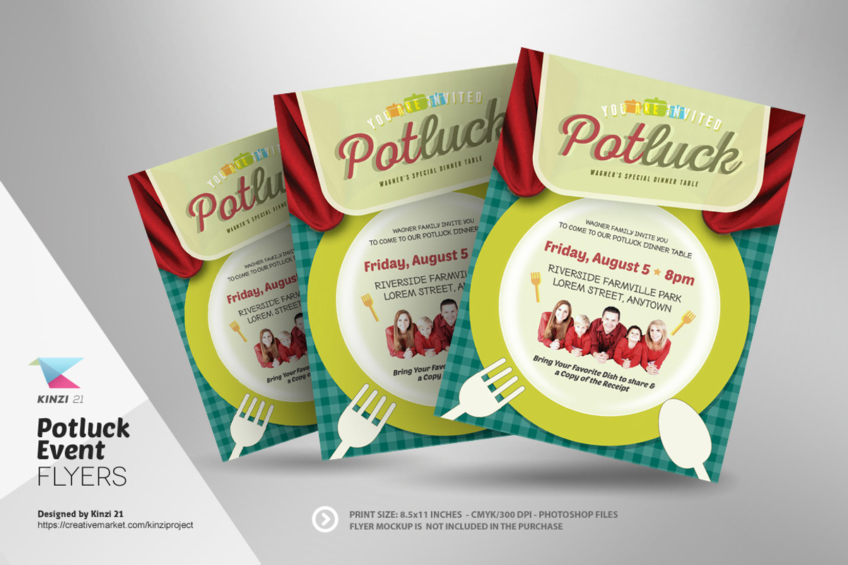 Potluck Event Flyer Template, a Flyer Template by kinzi21