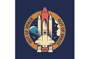 Spaceship lunch on space label or, an Illustration by Elegant Solution