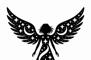 starry angel wings silhouette, an Illustration by Amazin_art (Thumbnail 3 of 21)