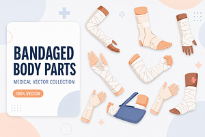 Bandaged Body Parts, a Healthcare Illustration by alexdndz