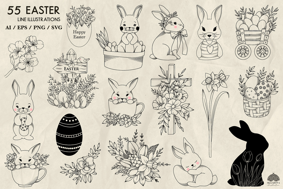 Spring Line Art Bundle 10 in 1, a Decorative Illustration by Skliarova (Photo 3 of 11)