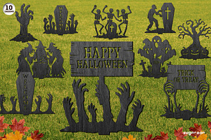 Halloween Garden Stakes Bundle, an Illustration by svgocean