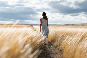 Woman in a summer dress walking, a Person Photo by MistyDay