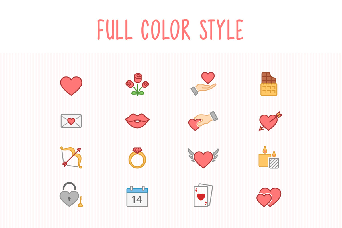 Set of 3 Styles Valentine Icons preview 2