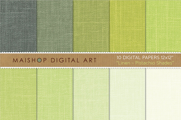 Digital Paper Green Linen preview 4