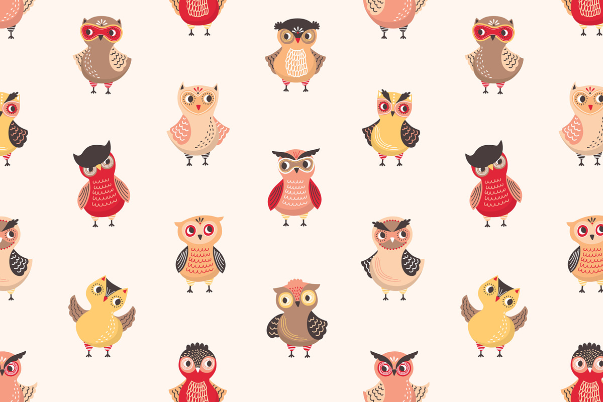 Cute owls seamless patterns, a Pattern Graphic by Good Studio (Photo 5 of 10)